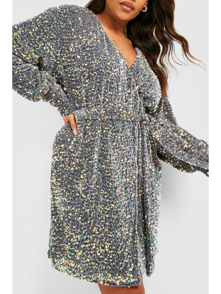 Плюс оксамитова сукня з паєтками