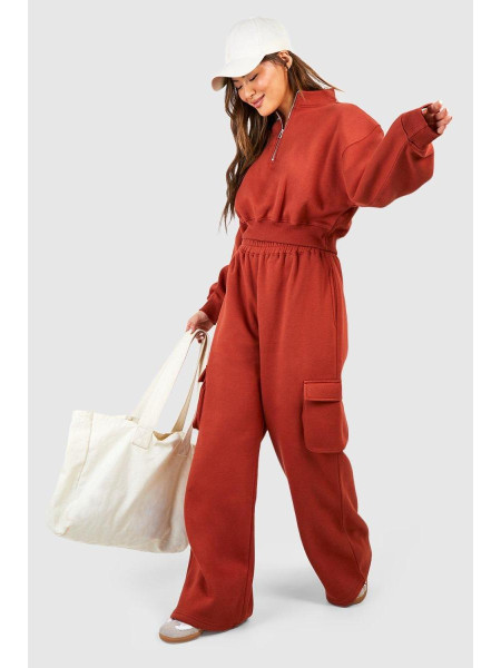 Спортивний костюм карго з прямими штанинами на півзастібці