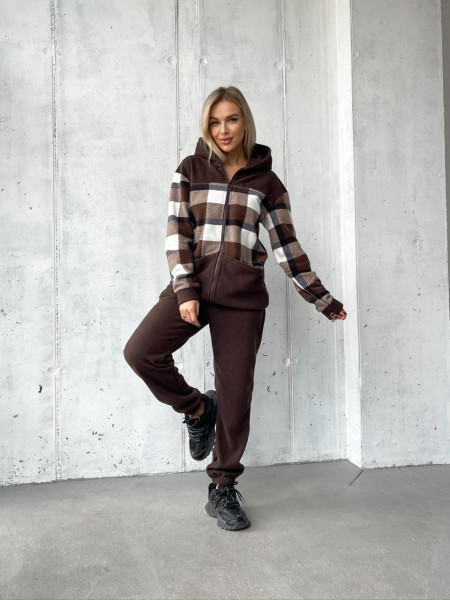 Спортивний флісовий костюм клітинка 