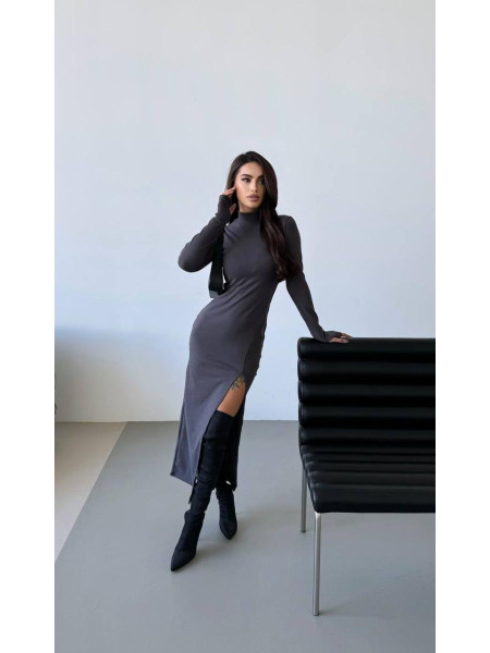 Базова сукня з вирізом під пальчик ангора рубчик 