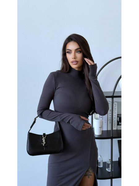 Базова сукня з вирізом під пальчик ангора рубчик 