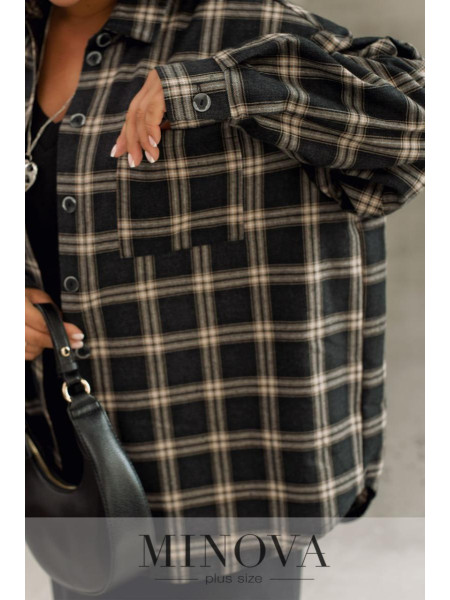 Фланелева сорочка оверсайз у клітинку 