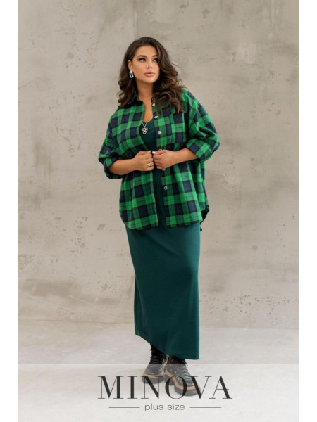 Фланелева сорочка оверсайз у клітинку 