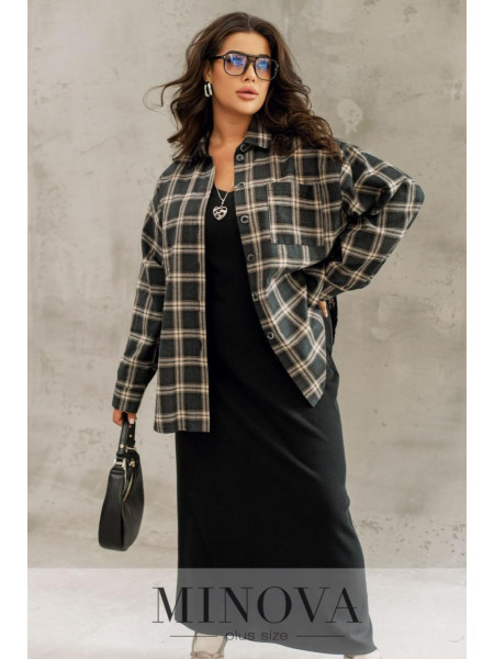 Фланелева сорочка оверсайз у клітинку 