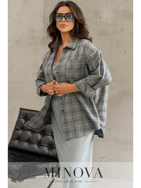 Фланелева сорочка оверсайз у клітинку 