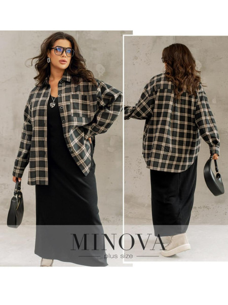 Фланелева сорочка оверсайз у клітинку 