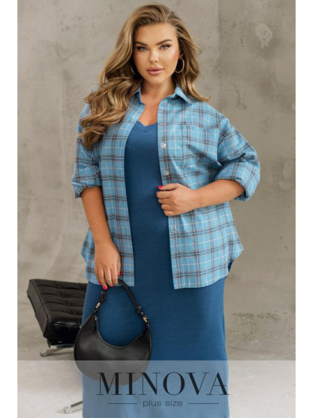 Фланелева сорочка оверсайз у клітинку 