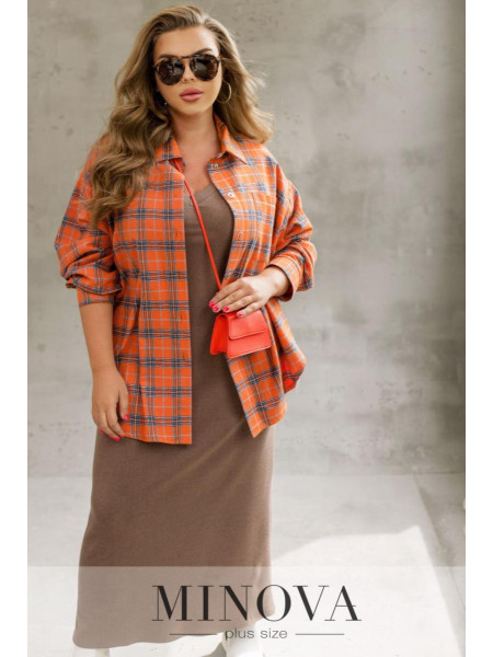 Фланелева сорочка оверсайз у клітинку 
