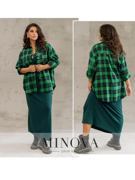 Фланелева сорочка оверсайз у клітинку 