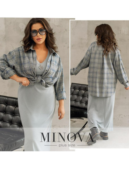 Фланелева сорочка оверсайз у клітинку 