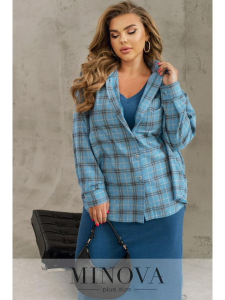 Фланелева сорочка оверсайз у клітинку 