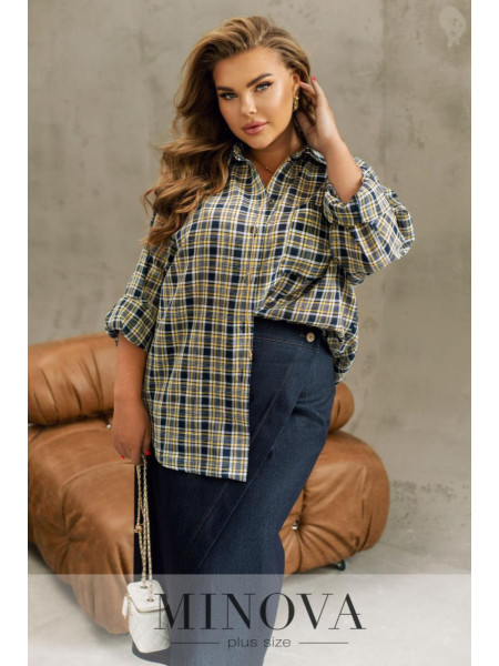 Фланелева сорочка оверсайз у клітинку 
