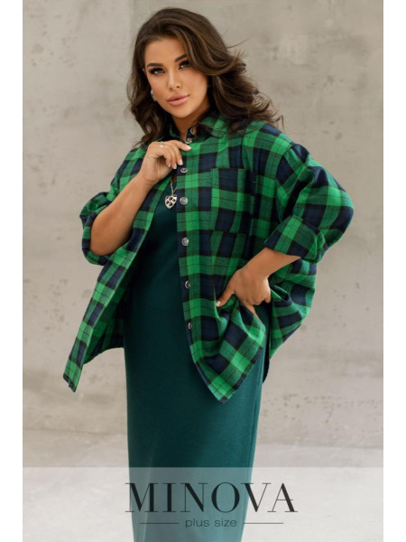 Фланелева сорочка оверсайз у клітинку 