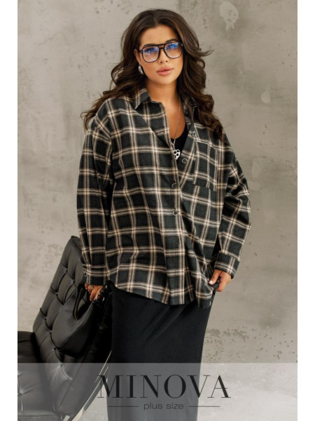 Фланелева сорочка оверсайз у клітинку 