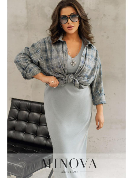 Фланелева сорочка оверсайз у клітинку 