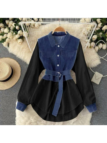 Сорочка вставки джинс 