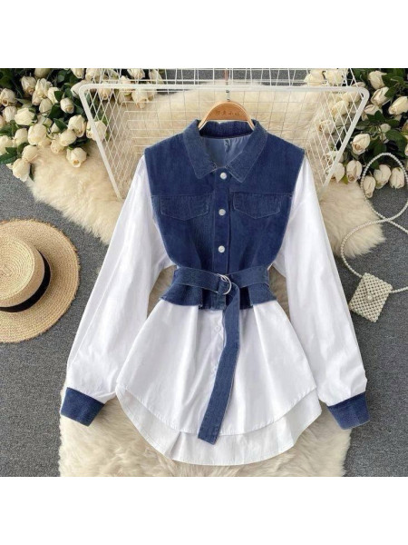 Сорочка вставки джинс 