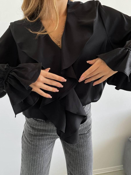 Шовкова блуза волани 