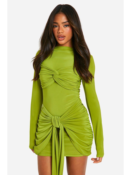 Міні-сукня з рюшами та поворотними деталями