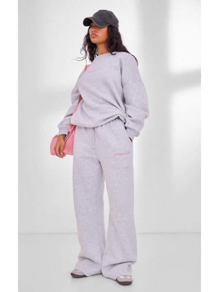 Широкі джоггери PLT SPORT із вишивкою на шнурках і попелясто-сірих штанах