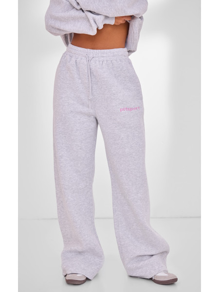 Широкі джоггери PLT SPORT із вишивкою на шнурках і попелясто-сірих штанах
