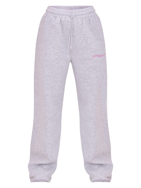 Широкі джоггери PLT SPORT із вишивкою на шнурках і попелясто-сірих штанах