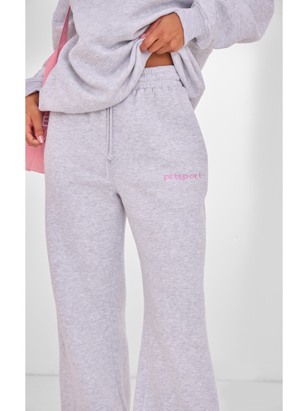 Широкі джоггери PLT SPORT із вишивкою на шнурках і попелясто-сірих штанах