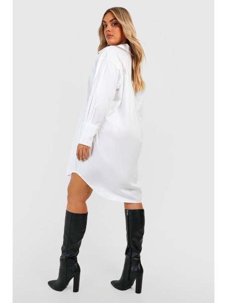 Велика довга сукня-сорочка білого кольору з попліном