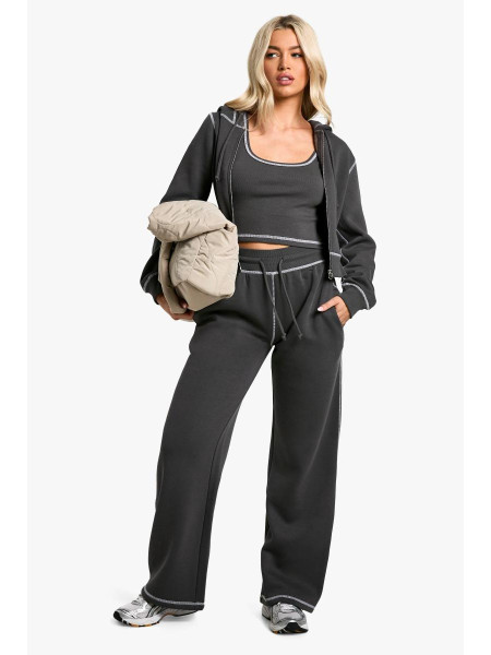 СПОРТИВНИЙ КОСТЮМ З КОНТРАСТНОЮ ПРОШИБКОЮ ЗВУЖЕНИЙ КАПЮШОН З 3 ЧАСТИНАМИ СЕРЕДНЬОЇ ПИТКИ