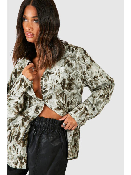 Шифонова сорочка зі змійковим принтом