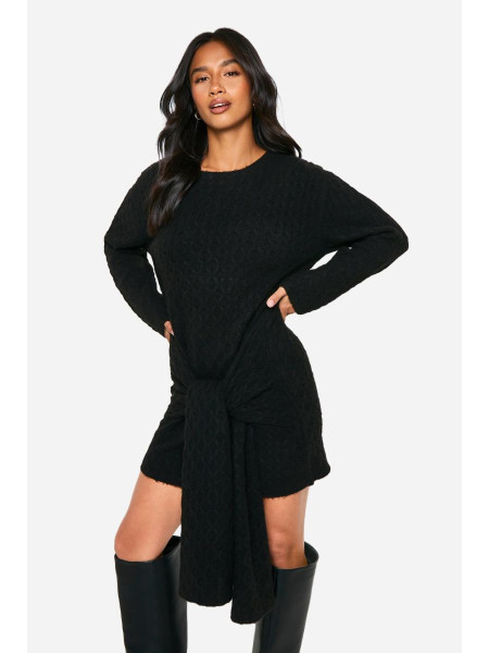 Маленький м'який кабель негабаритні краватки деталі в'язання міні -плаття