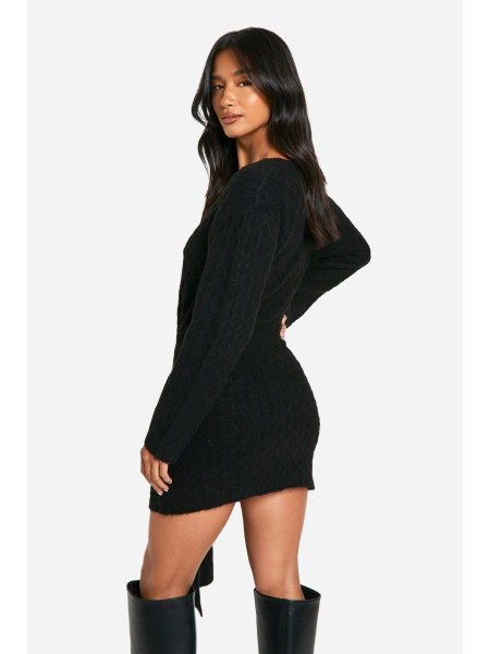 Маленький м'який кабель негабаритні краватки деталі в'язання міні -плаття