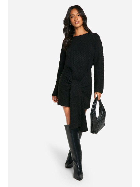 Маленький м'який кабель негабаритні краватки деталі в'язання міні -плаття