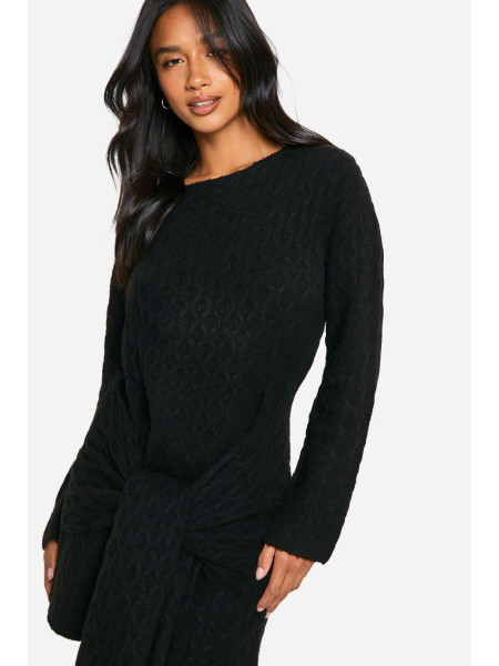 Маленький м'який кабель негабаритні краватки деталі в'язання міні -плаття