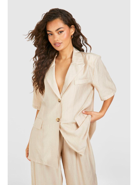 Блейзер із текстурованими складками з короткими рукавами