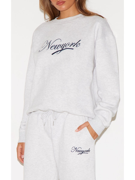 Еш -сірий нью -йоркський вишитий боксерський піт