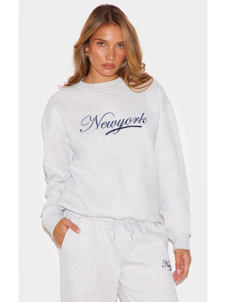 Еш -сірий нью -йоркський вишитий боксерський піт