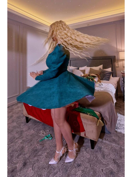 Сукня замшева пишна спідниця 