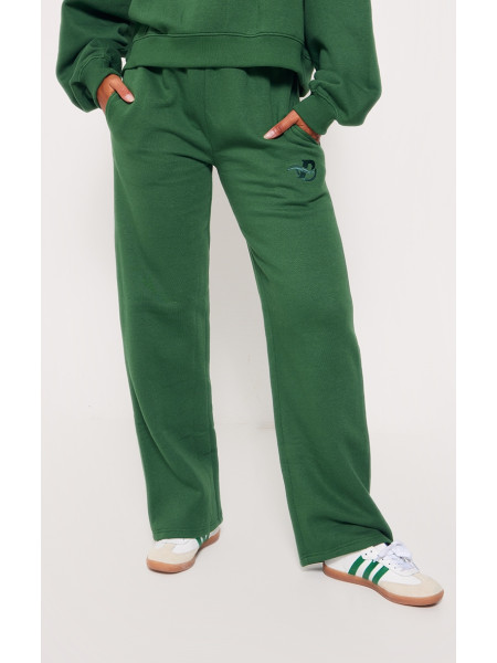 Широкі джоггери PRETTYLITTLETHING із вишитим лісово-зеленим логотипом
