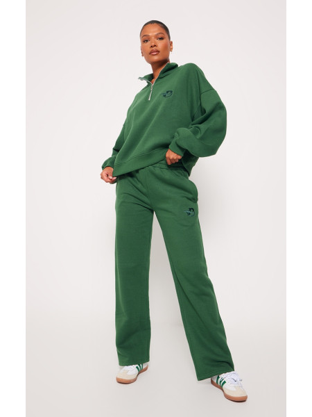 Широкі джоггери PRETTYLITTLETHING із вишитим лісово-зеленим логотипом
