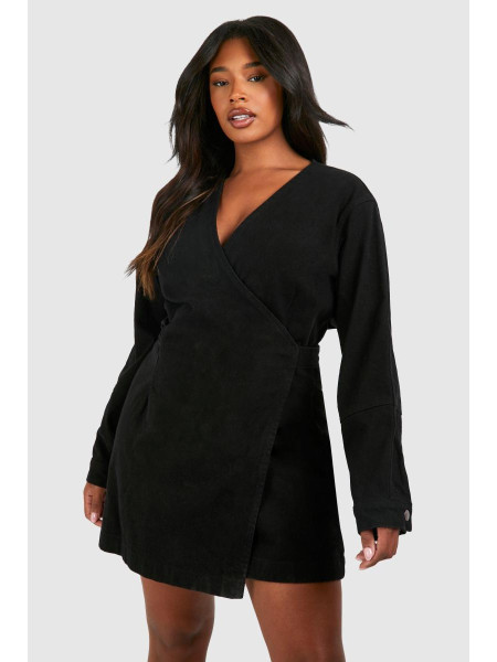 Плюс джинсова сукня з запахом